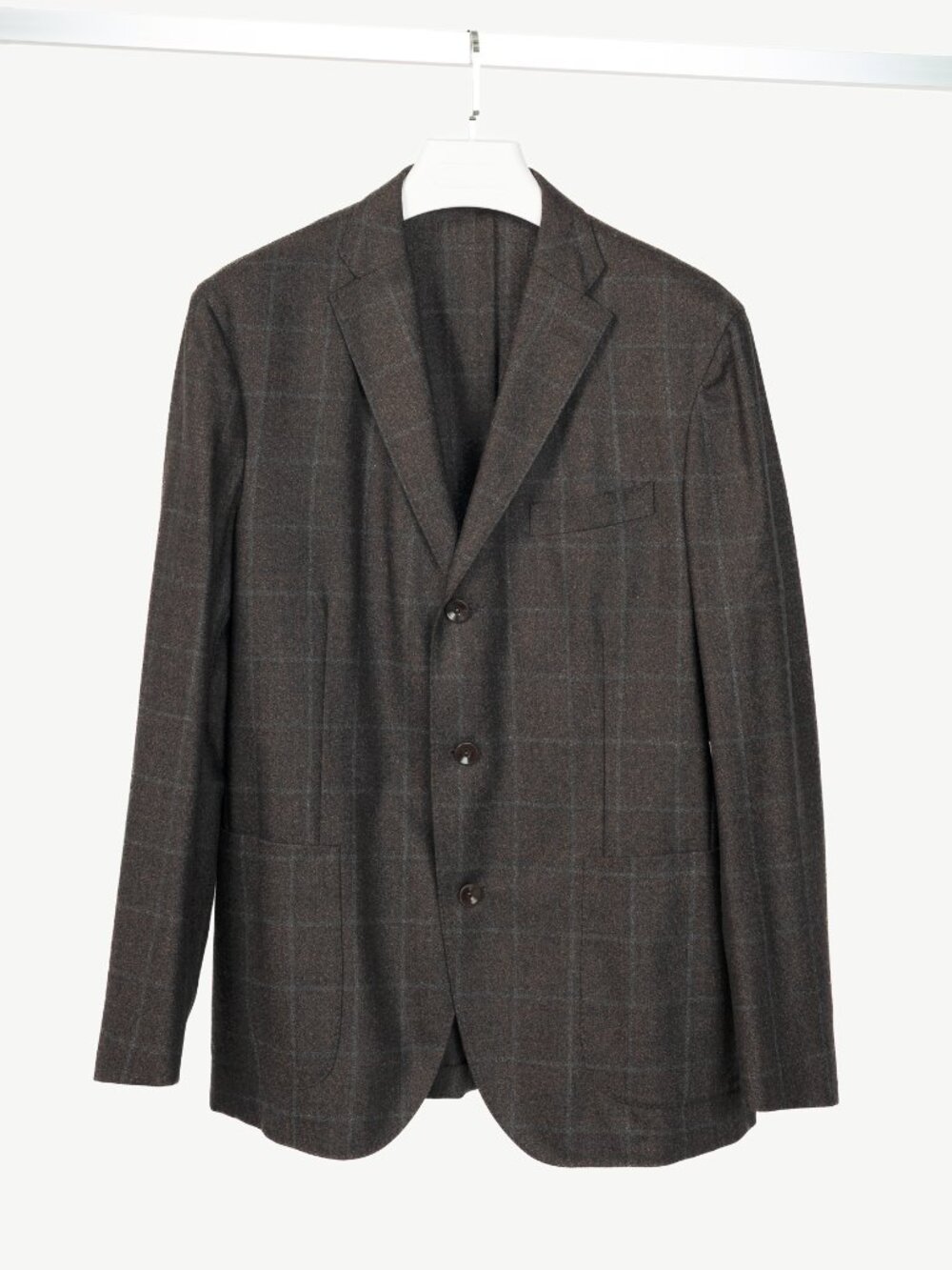 Boglioli Brown Grid Wool-Flannel Blazer